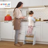 AIYAPLAY 2-traps kruk voor kinderen 3-8 jaar, 20kg, wit hout