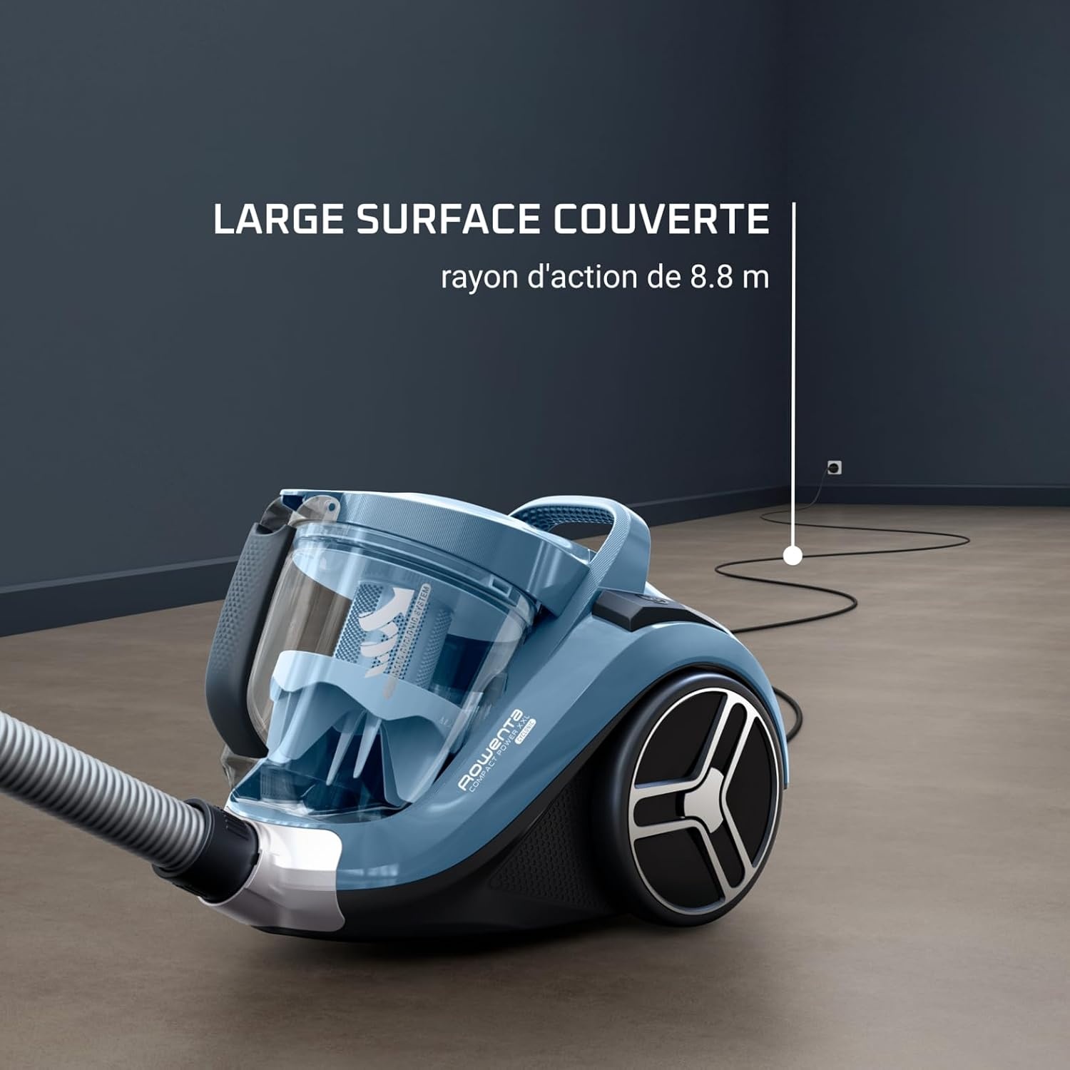 Rowenta Compact Power XXL Stofzuiger zonder zak - 550W - 2,5L - Blauw/Zilver