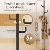 LOBUX Telescopisch Kledingrek - Verstelbaar 110-310 cm - 5 Haken - Zwart