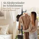 LOBUX Telescopisch Kledingrek - Verstelbaar 110-310 cm - 5 Haken - Zwart