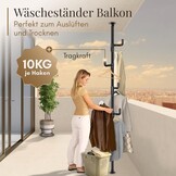 LOBUX Telescopisch Kledingrek - Verstelbaar 110-310 cm - 5 Haken - Zwart