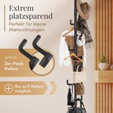 LOBUX Telescopisch Kledingrek - Verstelbaar 110-310 cm - 5 Haken - Zwart