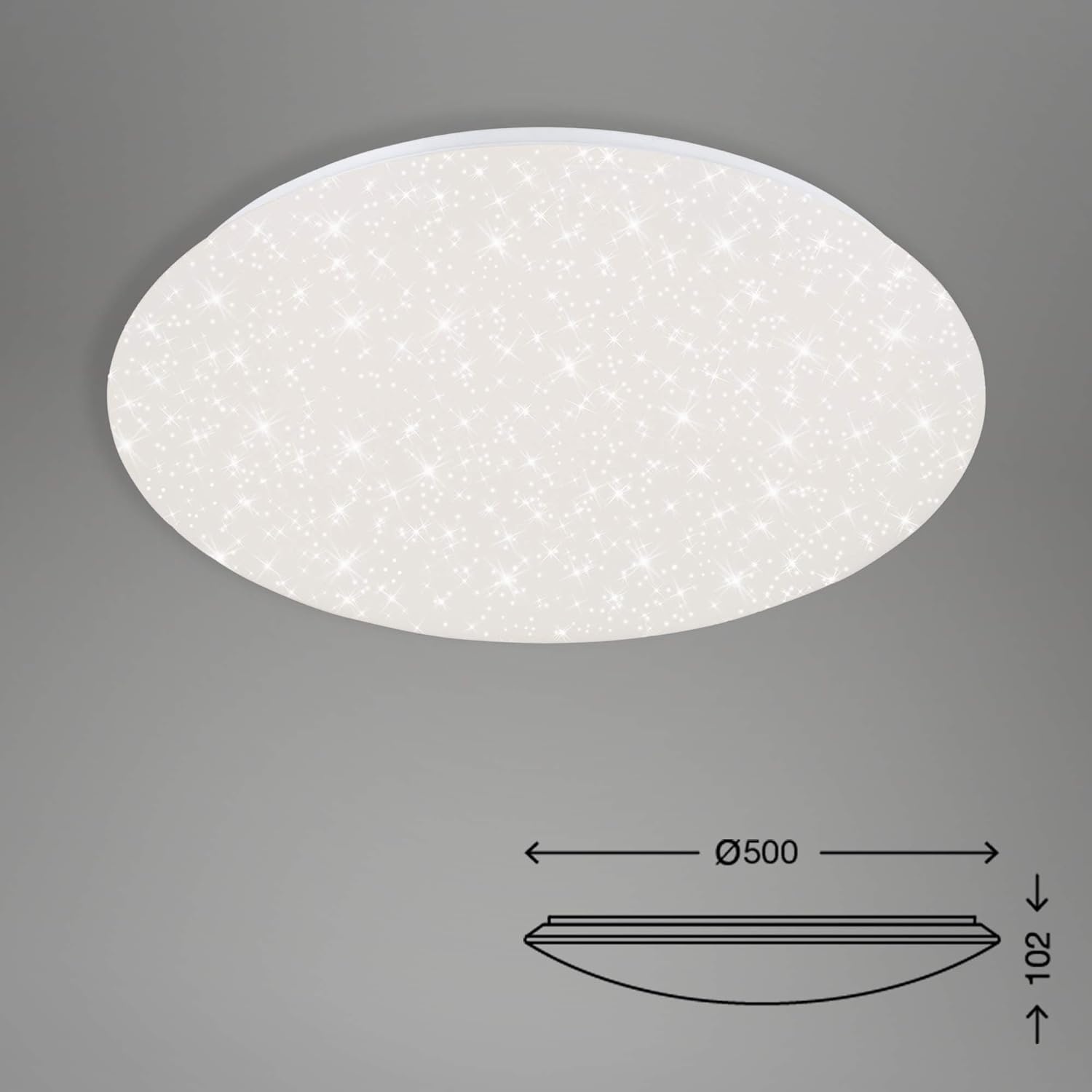 Briloner Leuchten - Led-plafondlamp met sterrendecoratie, plafondlamp dimbaar, kleurtemperatuur instelbaar, 40 W, 4000 lumen, Ø: 49,5 cm. - Maat 48 cm