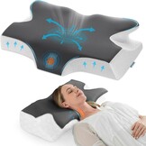 Elviros Orthopedisch Traagschuim Kussen 66x42 cm - Ergonomisch Neksteunkussen Donkergrijs