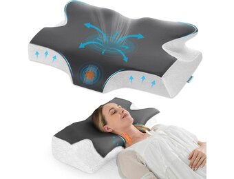 Elviros Orthopedisch Traagschuim Kussen 66x42 cm - Ergonomisch Neksteunkussen Donkergrijs