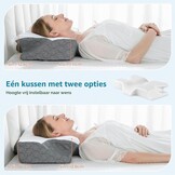 Elviros Orthopedisch Traagschuim Kussen 66x42 cm - Ergonomisch Neksteunkussen Donkergrijs