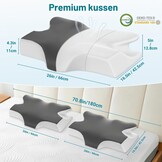 Elviros Orthopedisch Traagschuim Kussen 66x42 cm - Ergonomisch Neksteunkussen Donkergrijs