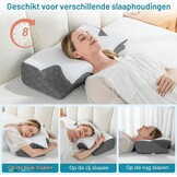 Elviros Orthopedisch Traagschuim Kussen 66x42 cm - Ergonomisch Neksteunkussen Donkergrijs