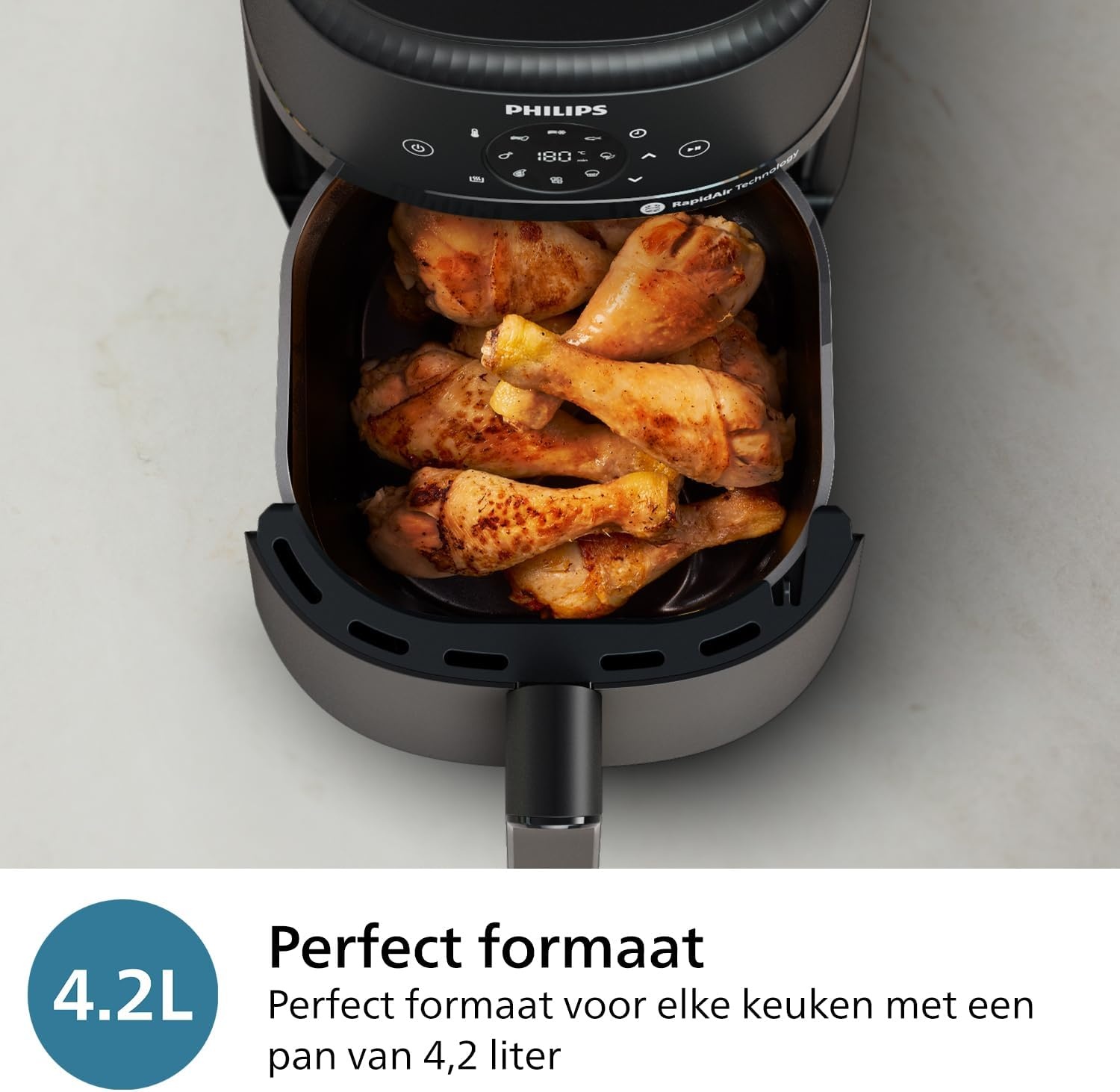 Philips Airfryer 2000 4.2L - 1500W with RapidAir technology - Maat 4.2 L (2-3 Personen)
