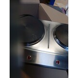 Severin DK 1014 Dubbele Kookplaat, 2 Massakookplaten, 1X Ø 15 Cm, 1X Ø 18 Cm, Traploze Temperatuurinstelling, Roestvrij Staal, Zwart, L 46 X B 29 X 7,7 cm