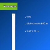 REV LED onderbouwlamp keuken - 60cm, 8W, 680lm, 3000K, dimbaar, wit - Maat 60cm