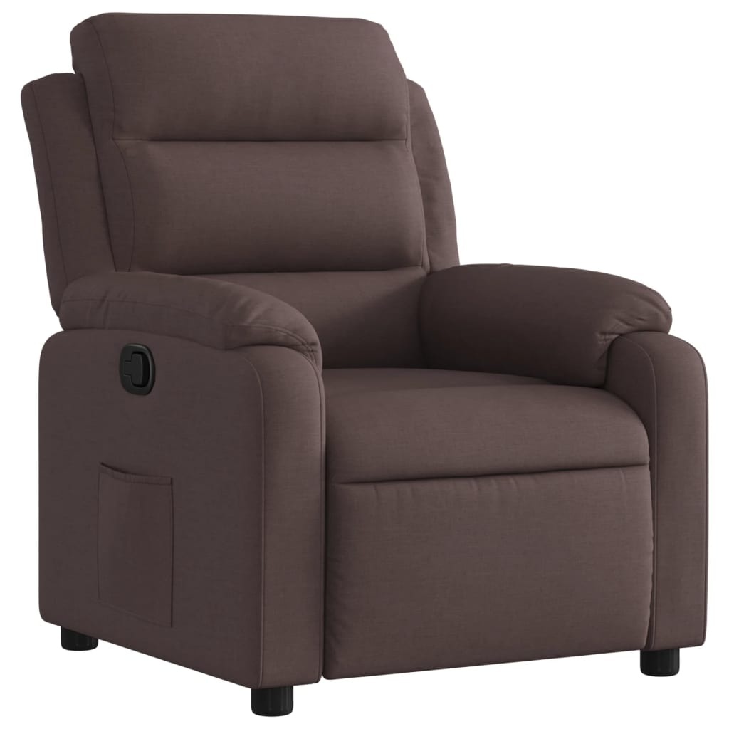vidaXL Fauteuil verstelbaar stof donkerbruin