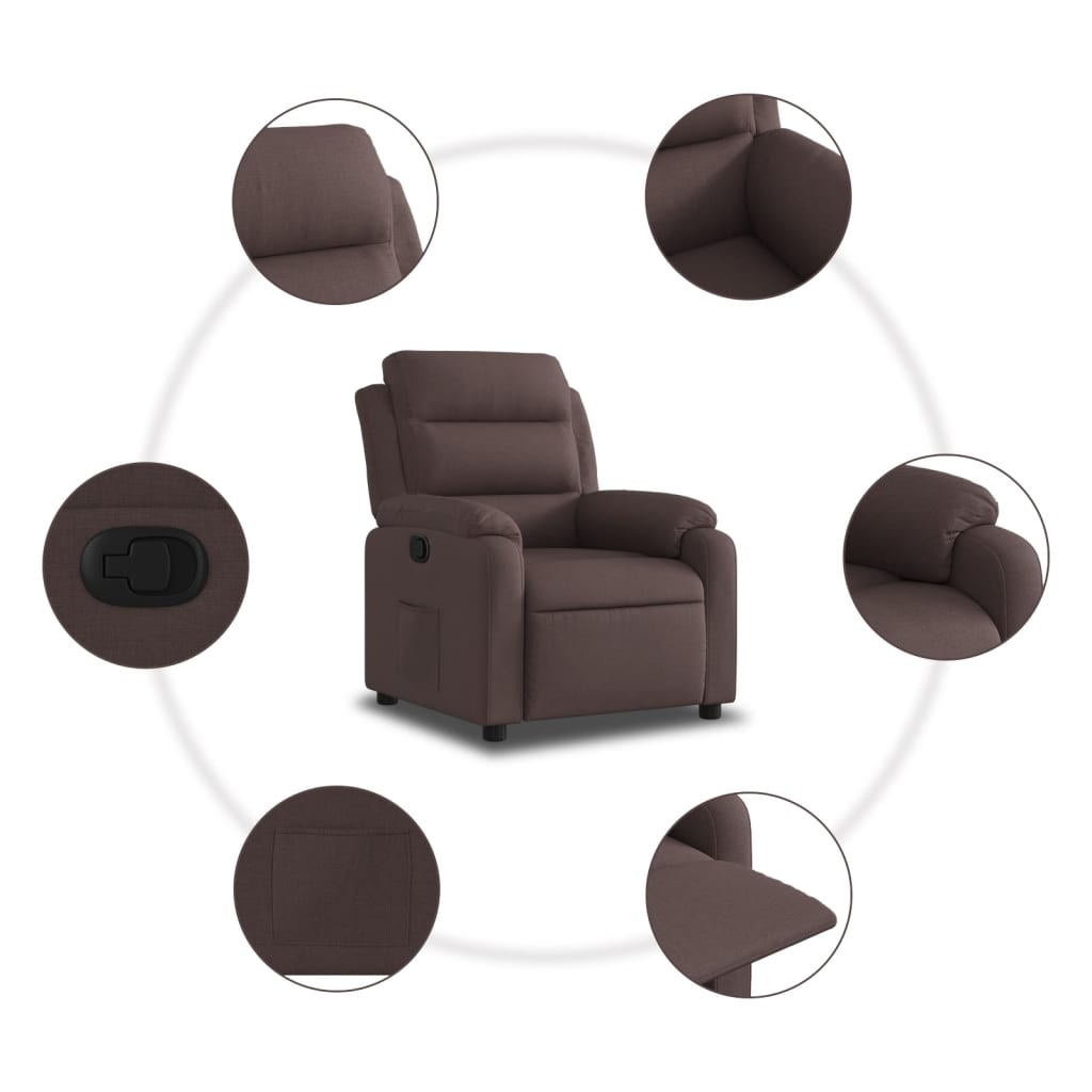 vidaXL Fauteuil verstelbaar stof donkerbruin