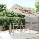 Bartafel met Glazen Blad 180x70x110 cm - Poly Rattan Grijs (34% Korting)