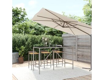 Bartafel met Glazen Blad 180x70x110 cm - Poly Rattan Grijs (34% Korting)