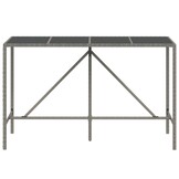 Bartafel met Glazen Blad 180x70x110 cm - Poly Rattan Grijs (34% Korting)