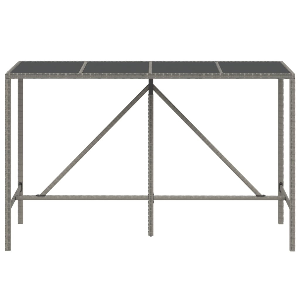 Bartafel met Glazen Blad 180x70x110 cm - Poly Rattan Grijs (34% Korting)