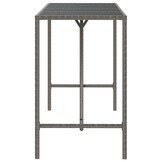 Bartafel met Glazen Blad 180x70x110 cm - Poly Rattan Grijs (34% Korting)