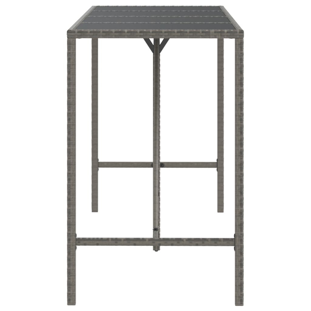 Bartafel met Glazen Blad 180x70x110 cm - Poly Rattan Grijs (34% Korting)