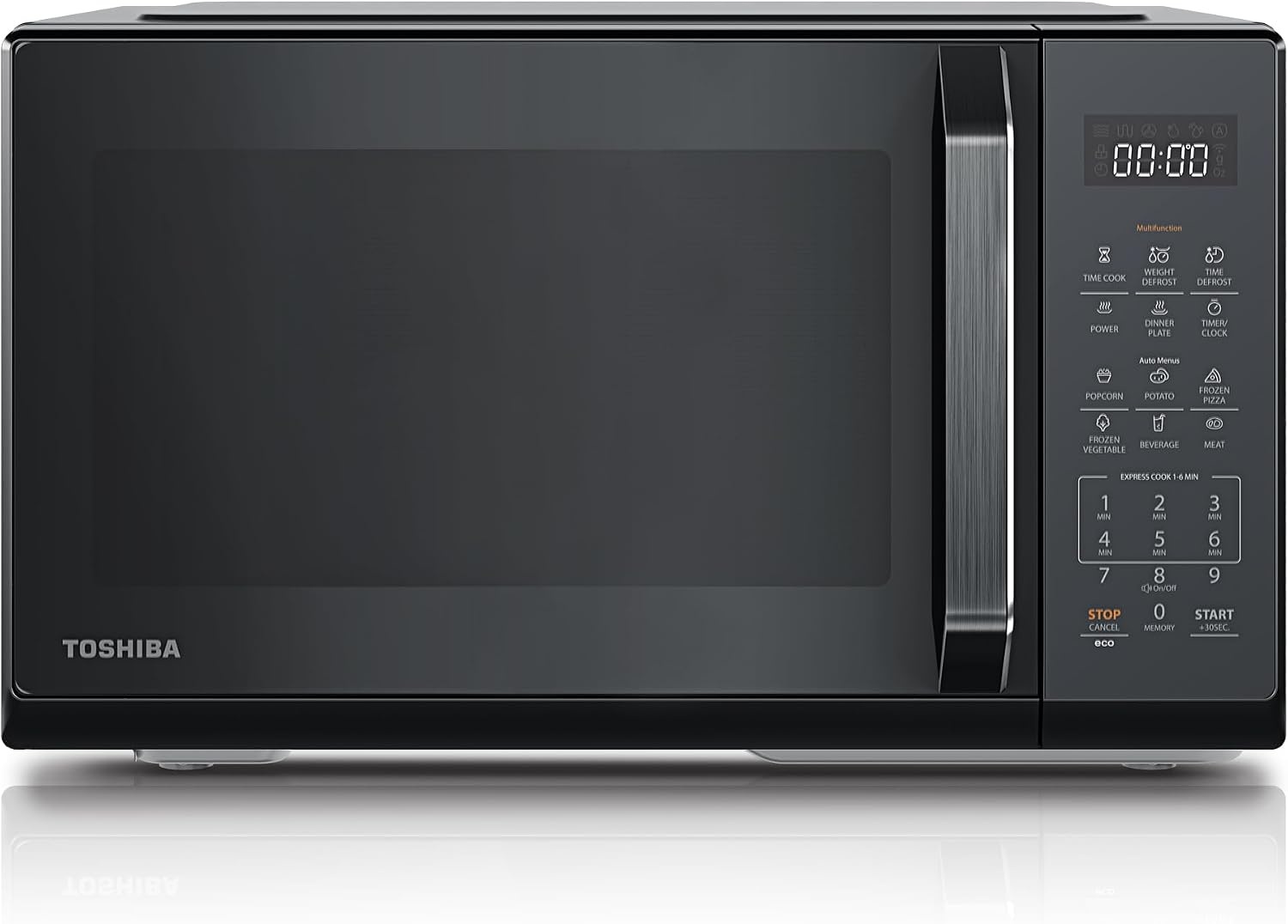 Toshiba Solo Magnetron 23 Liter - 800W - Zwart met Spiegeldeur