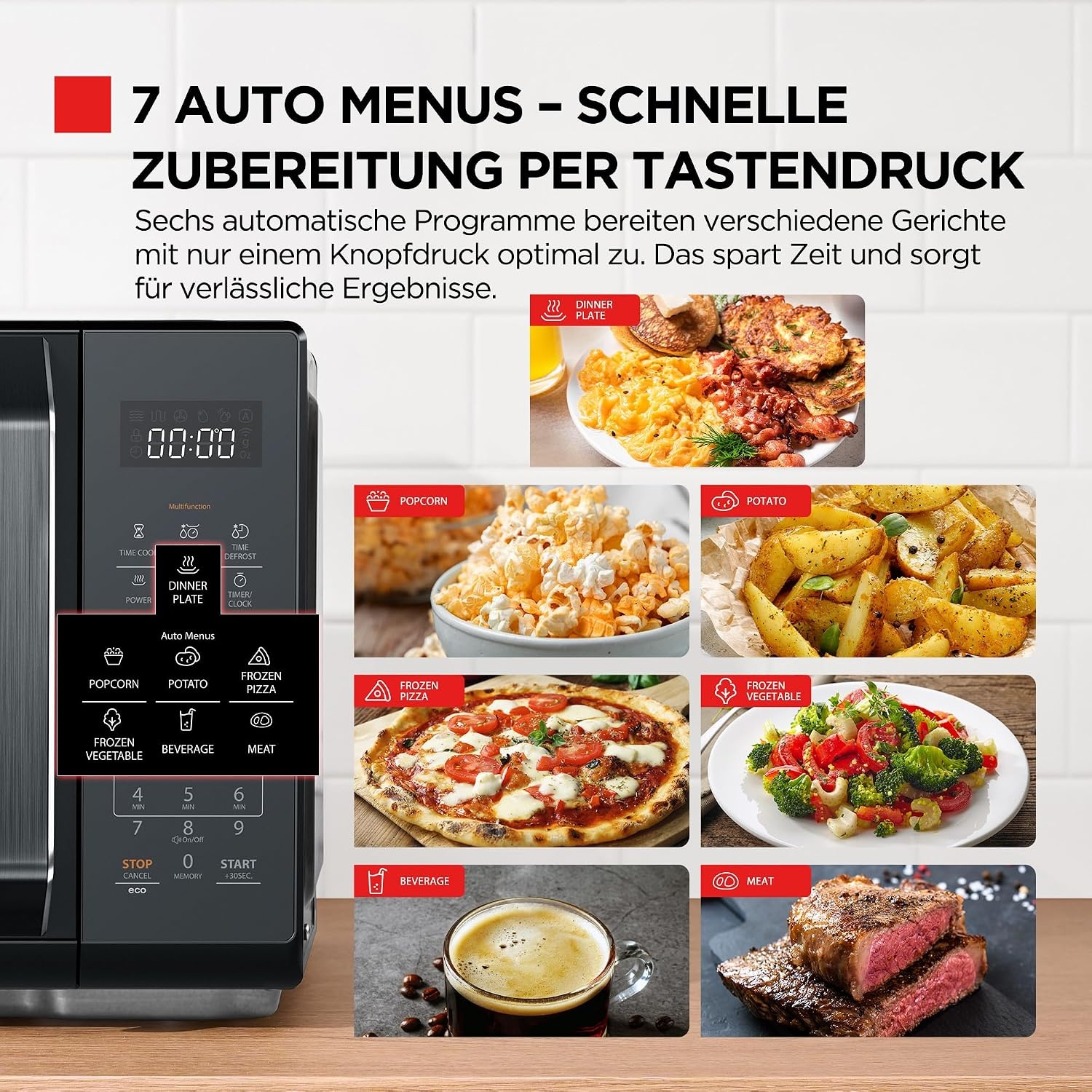 Toshiba Solo Magnetron 23 Liter - 800W - Zwart met Spiegeldeur