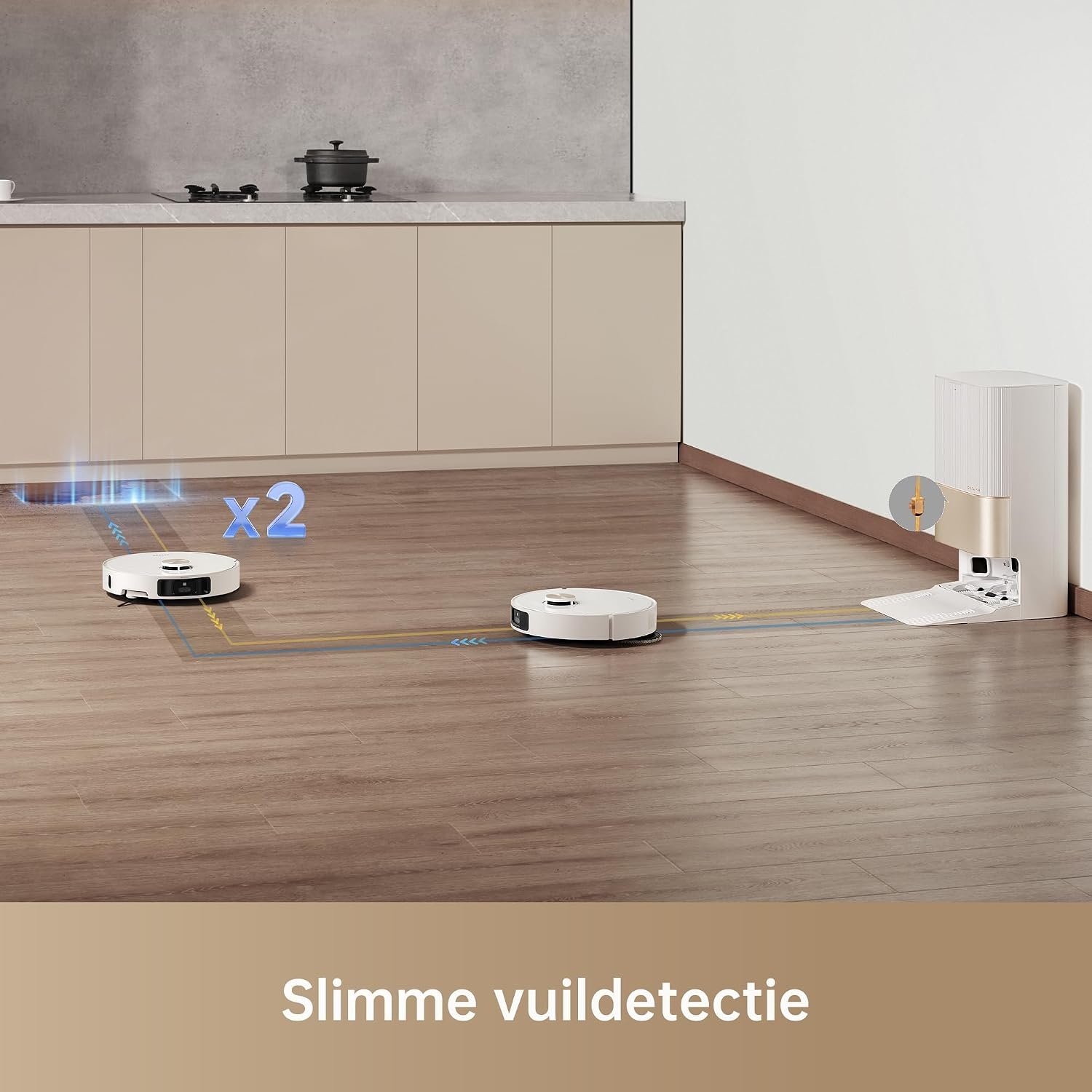 DREAME X40 Ultra Complete Robotstofzuiger met afneembare en optilbare dweil,uitgebreide reiniging met zijborstels, zuigkracht van 12.000 Pa, zelfreinigende dweil en wasbord van 70 ℃,automatisch legen