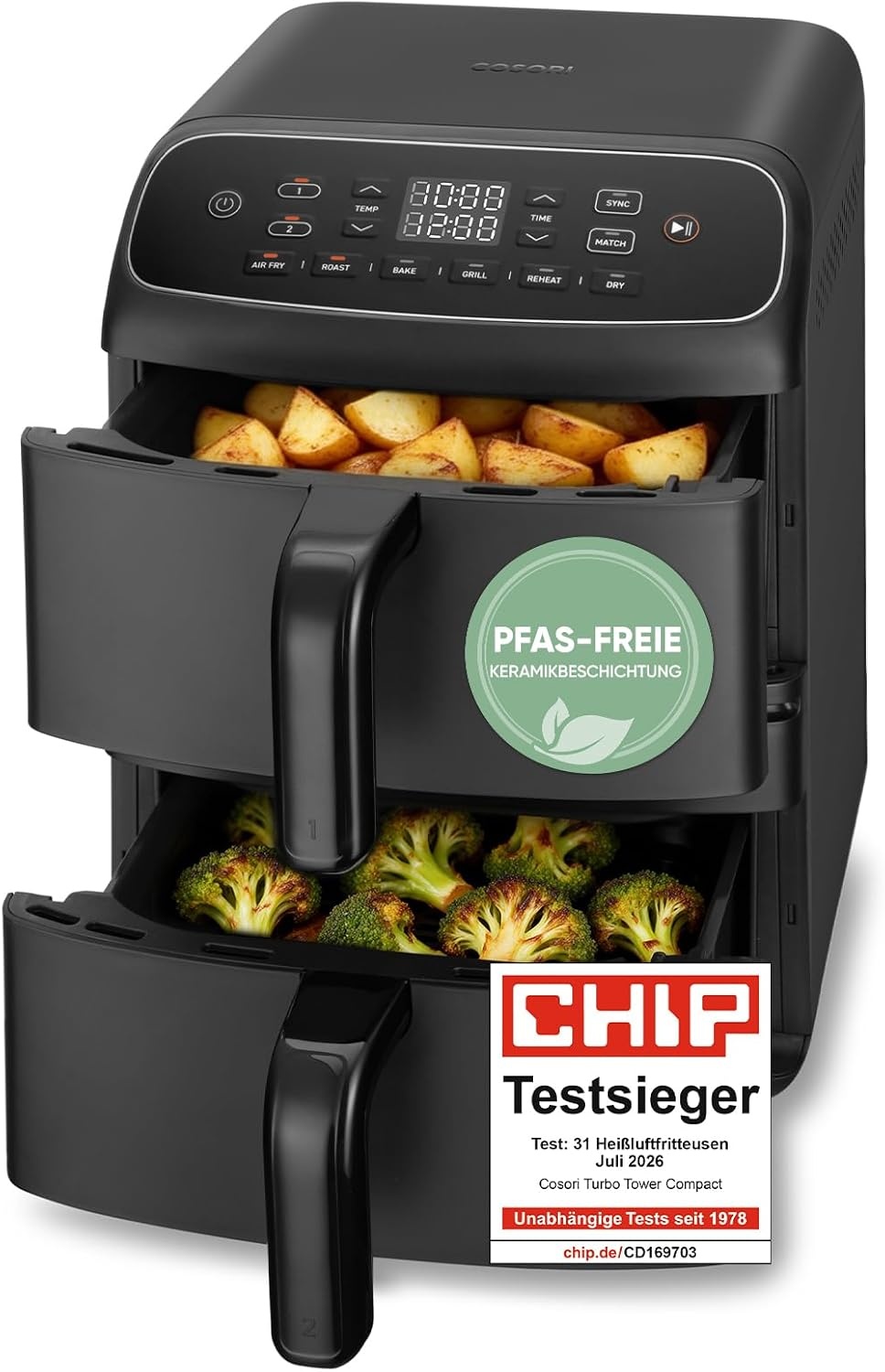 Cosori Airfryer, nieuwe generatie 2026, chip testwinnaar TurboBlaze-Tech