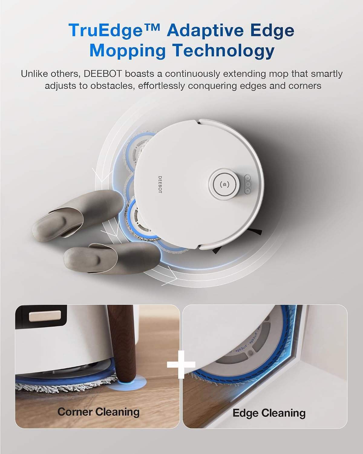 ECOVACS DEEBOT T30 PRO OMNI robotstofzuiger met ministation, TruEdge™ adaptieve randmoppen, ZeroTangle™, 11.000 PA, heetwatermopreiniging en Smart Rewash Zilver