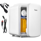 Minikoelkast 4 liter, draagbare AC+DC-stroomkoeler en warmer, draagbare kleine koelkast voor slaapkamers, auto's, kantoren; huidverzorging, make-up, cosmetica, voedsel (zwart, 4 L)