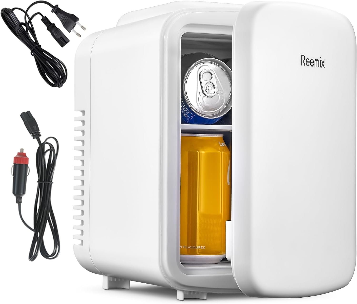 Minikoelkast 4 liter, draagbare AC+DC-stroomkoeler en warmer, draagbare kleine koelkast voor slaapkamers, auto's, kantoren; huidverzorging, make-up, cosmetica, voedsel (zwart, 4 L)