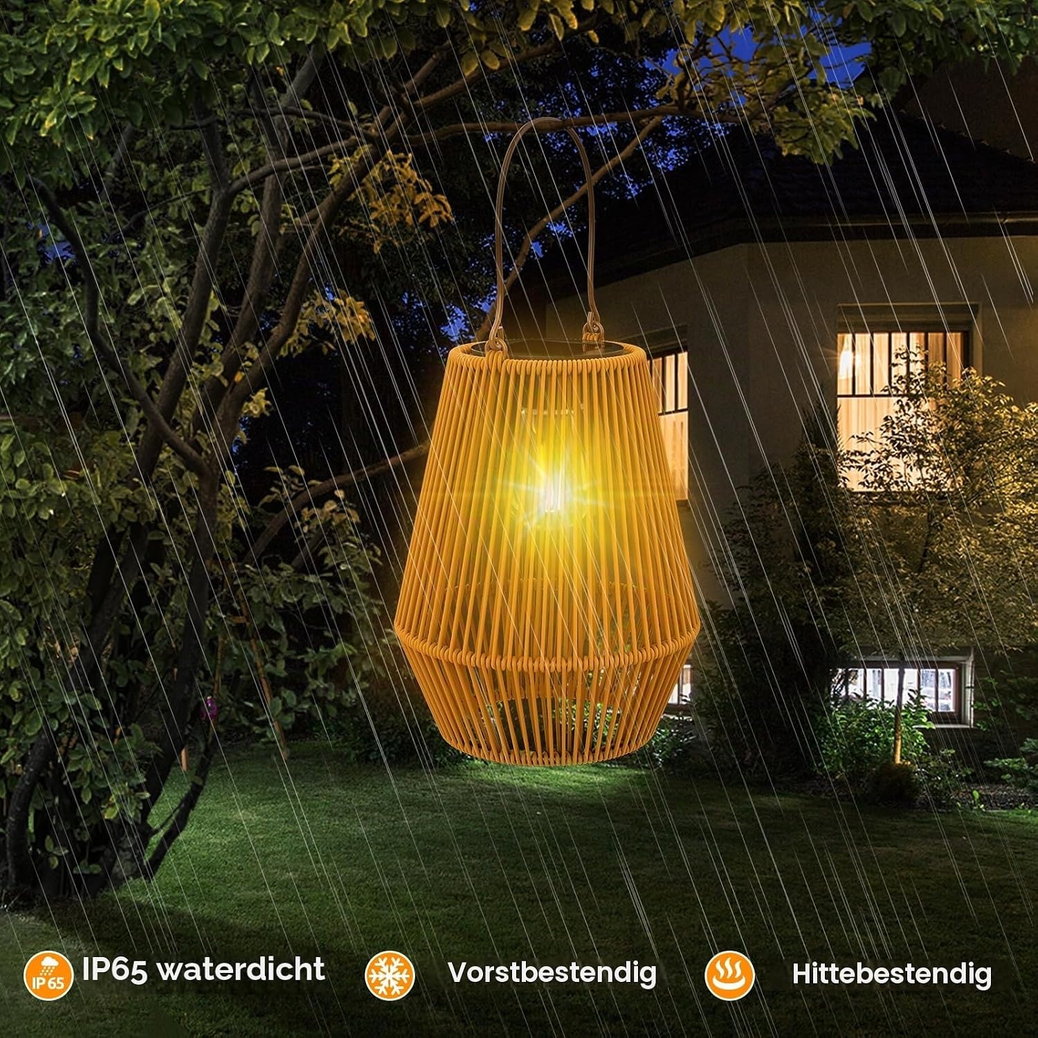 Zonneverlichting voor buiten, tuin, vintage hangende lantaarns op zonne-energie - waterdichte buitenverlichting op zonne-energie voor Halloween, kerstversiering, terras en paddecoratie