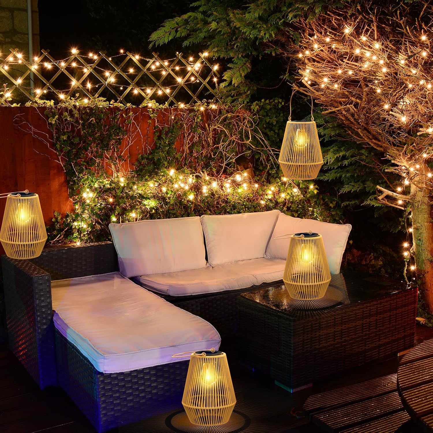 Zonneverlichting voor buiten, tuin, vintage hangende lantaarns op zonne-energie - waterdichte buitenverlichting op zonne-energie voor Halloween, kerstversiering, terras en paddecoratie