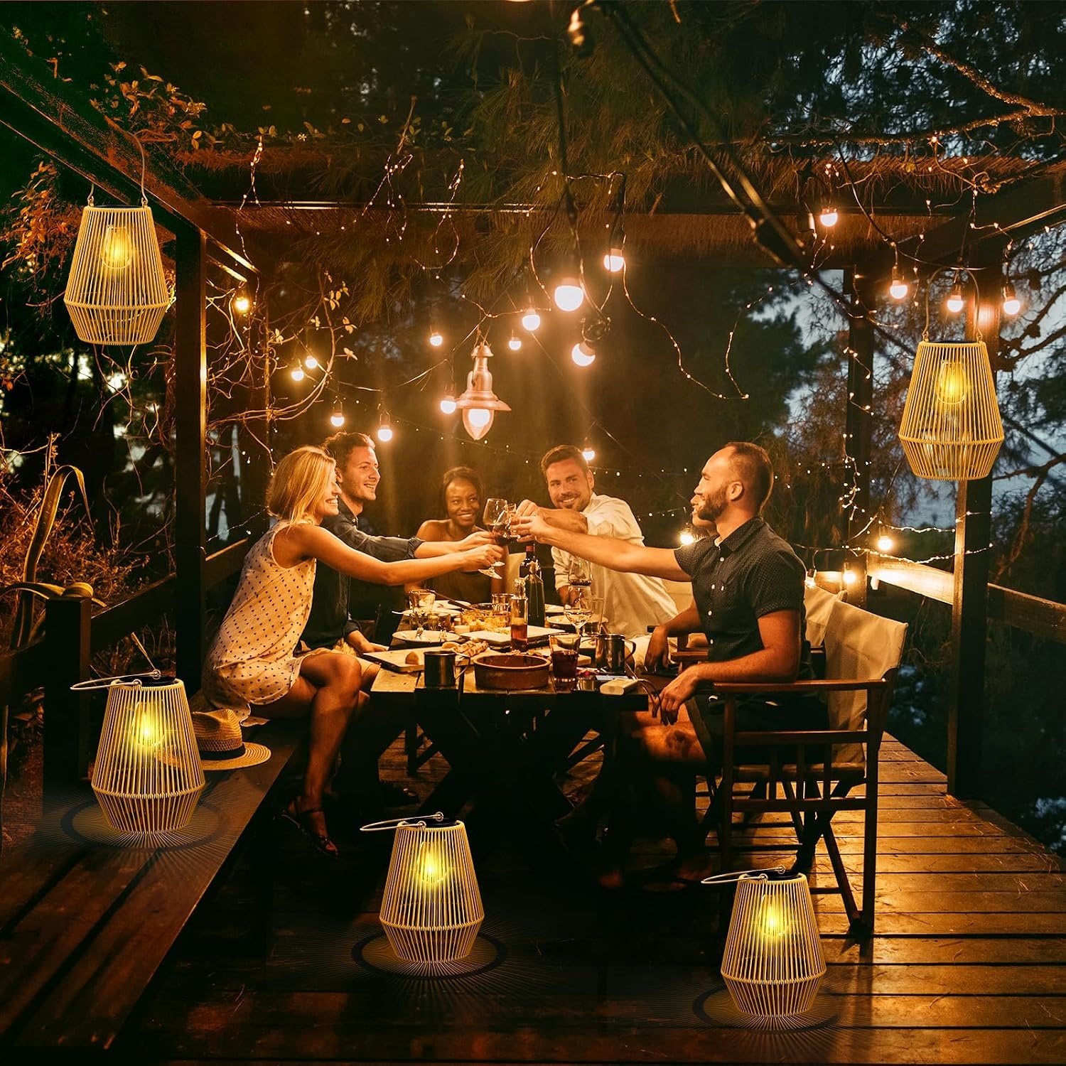 Zonneverlichting voor buiten, tuin, vintage hangende lantaarns op zonne-energie - waterdichte buitenverlichting op zonne-energie voor Halloween, kerstversiering, terras en paddecoratie