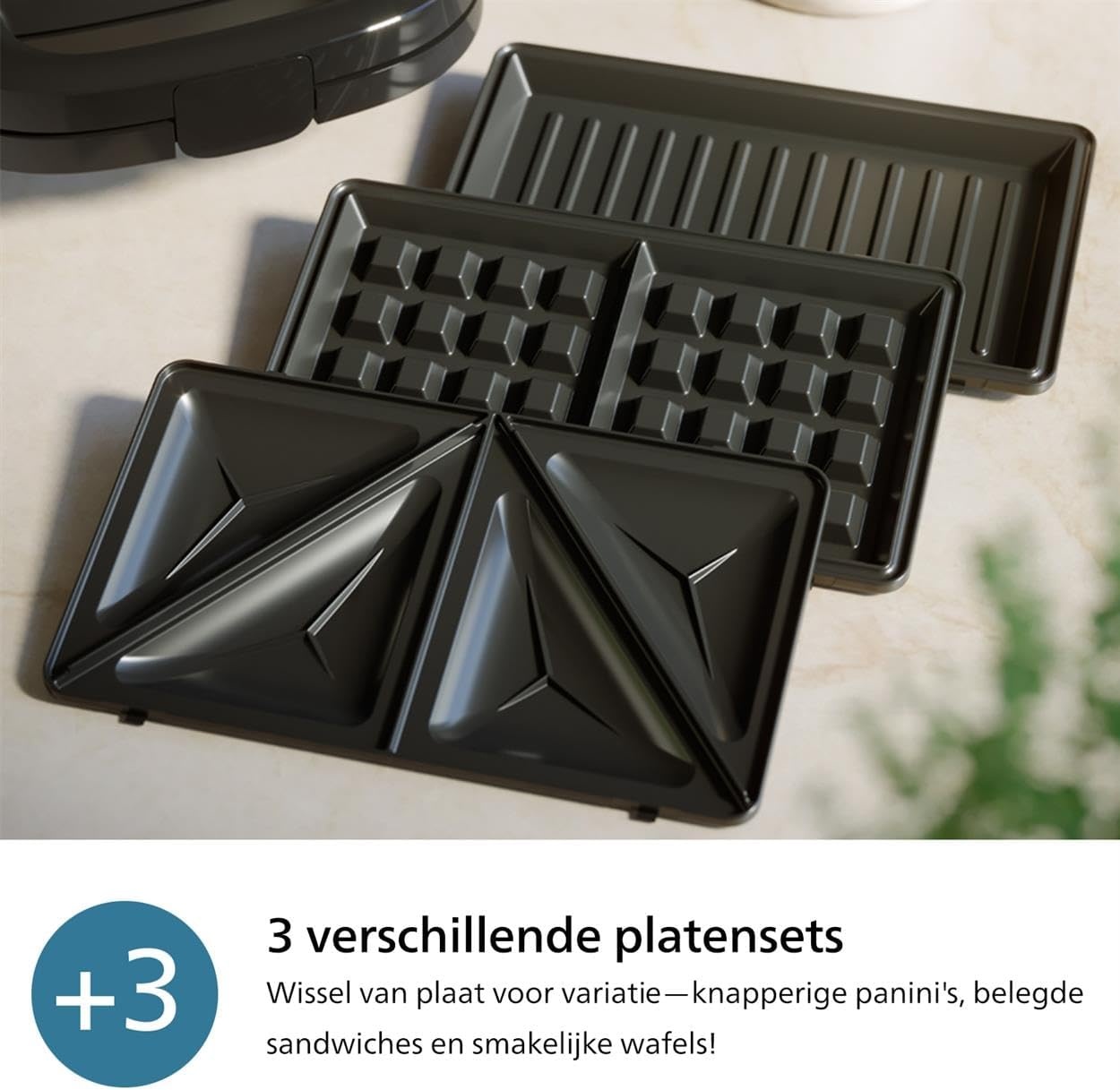 Philips Sandwichmaker 5000-3 Platensets voor Panini & Wafels