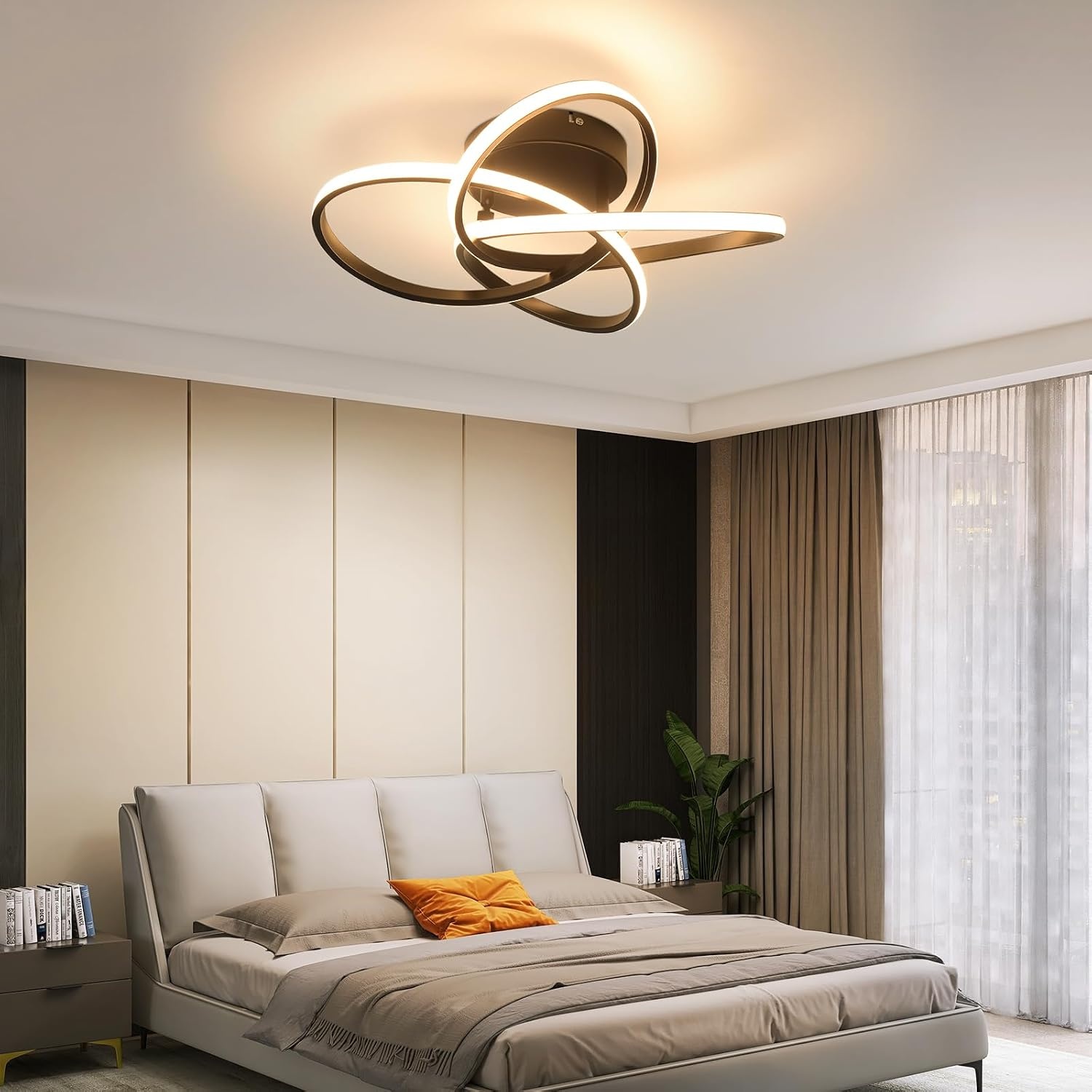 Homefire plafondlamp LED plafondlamp woonkamer 46W dimbaar zwart