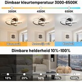 Homefire plafondlamp LED plafondlamp woonkamer 46W dimbaar zwart