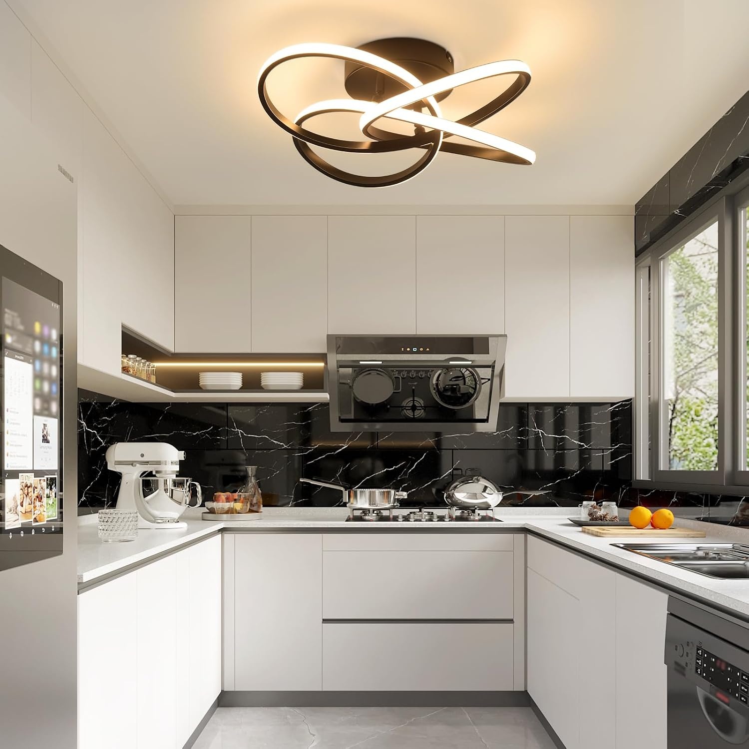 Homefire plafondlamp LED plafondlamp woonkamer 46W dimbaar zwart