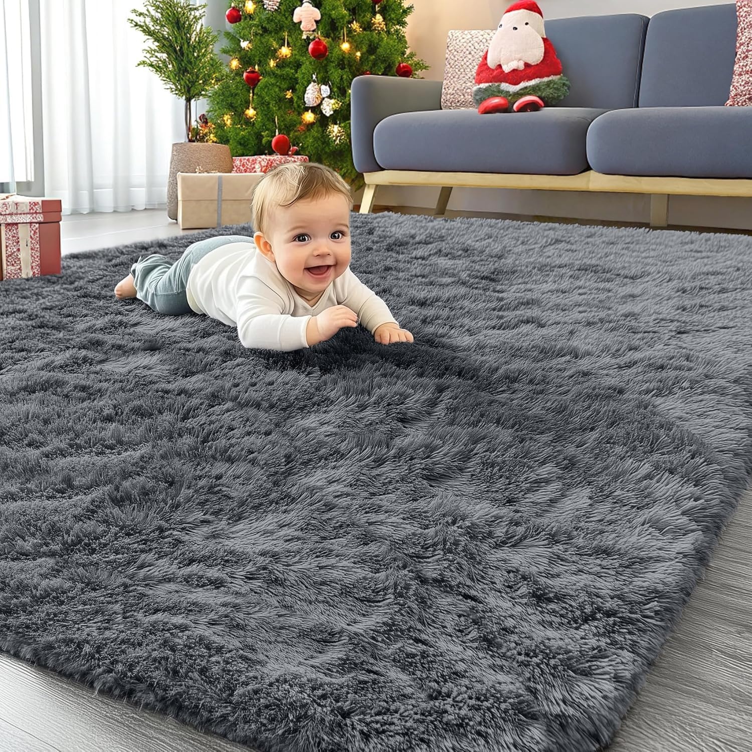 Homaxy Grote, zachte, antislip, wasbare vloermat met hoge pluche, voor woonkamer, slaapkamer, kinderkamer en kinderkamer, 200 x 280 cm