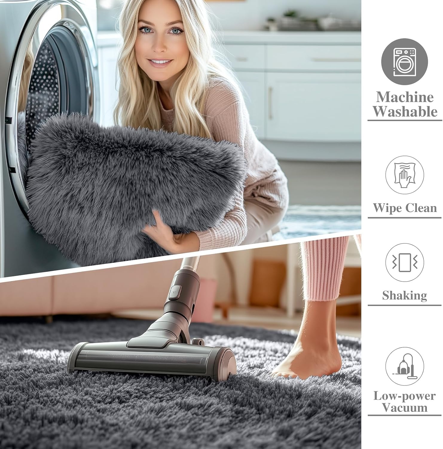 Homaxy Grote, zachte, antislip, wasbare vloermat met hoge pluche, voor woonkamer, slaapkamer, kinderkamer en kinderkamer, 200 x 280 cm