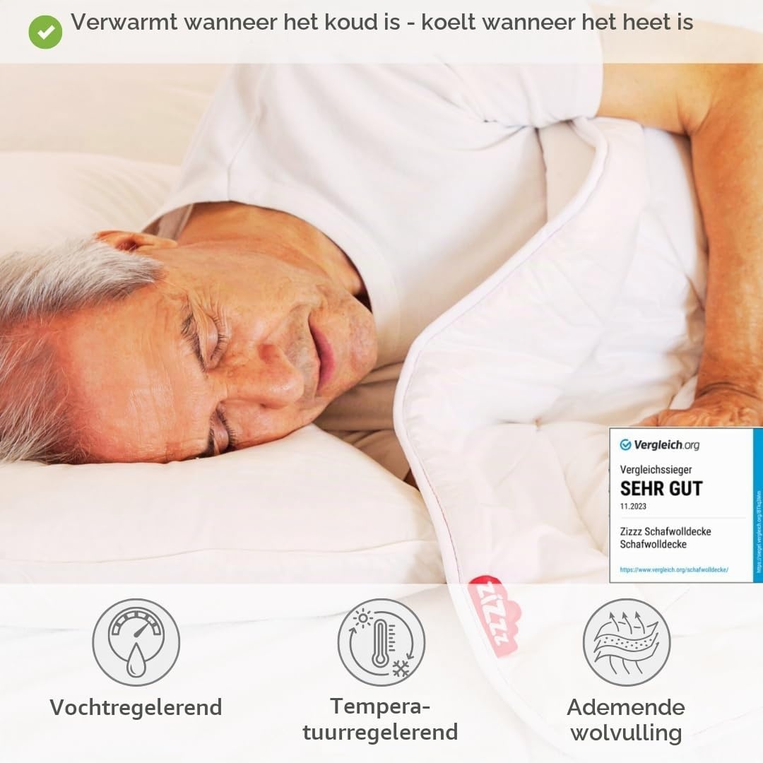 Zizzz Premium Wol Deken – Zachte en Warme Swisswool, Perfect voor 4 Seizoenen - Maat 220 x 240 cm