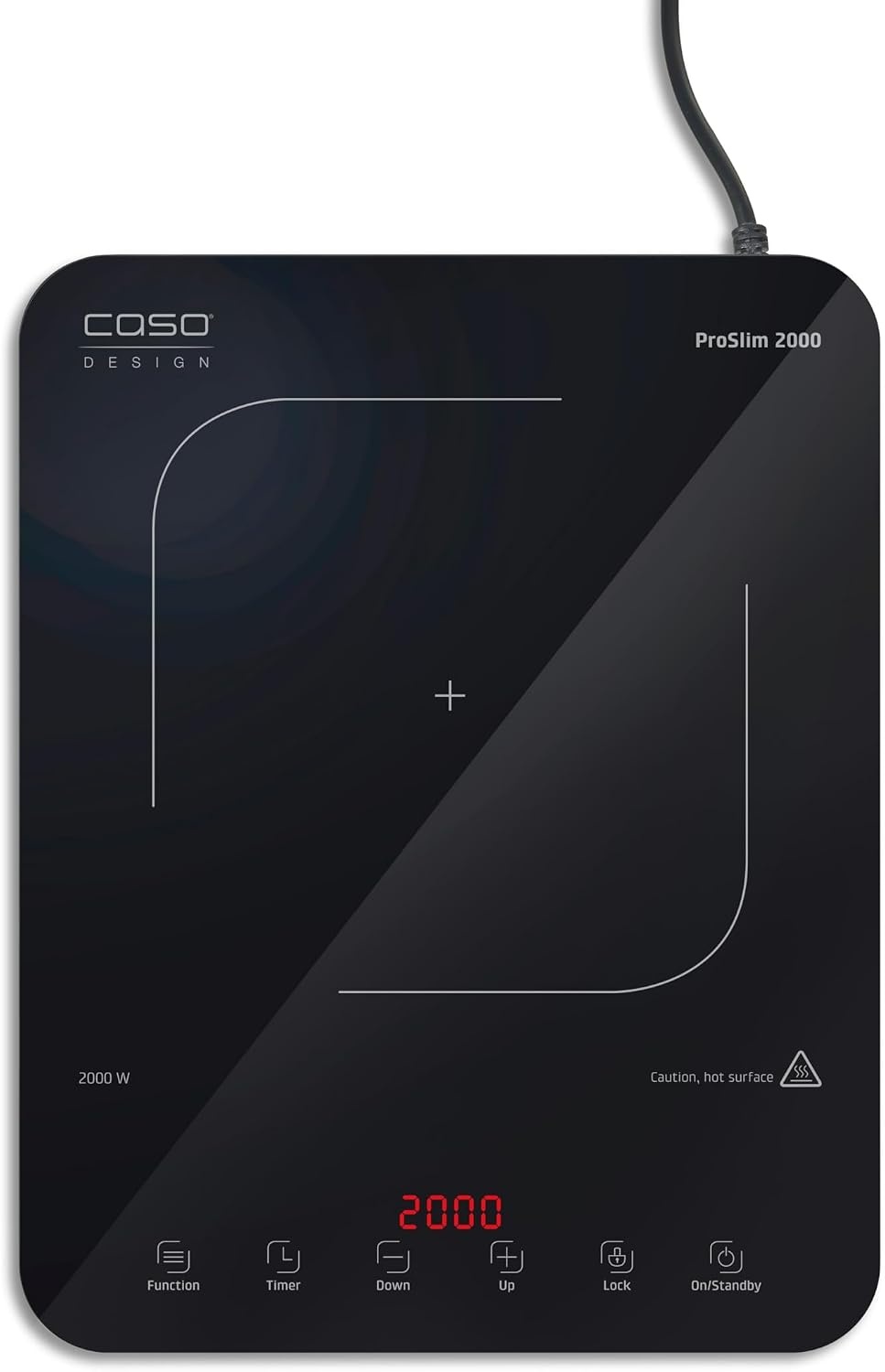 CASO ProSlim 2000 Mobiele inductiekookplaat, 2000 W, inductiekookplaat, 10 vermogens- en temperatuurniveaus, touch, led-display, kookplaat auto-offerherkenning, timer, oververhittingsbeveiliging