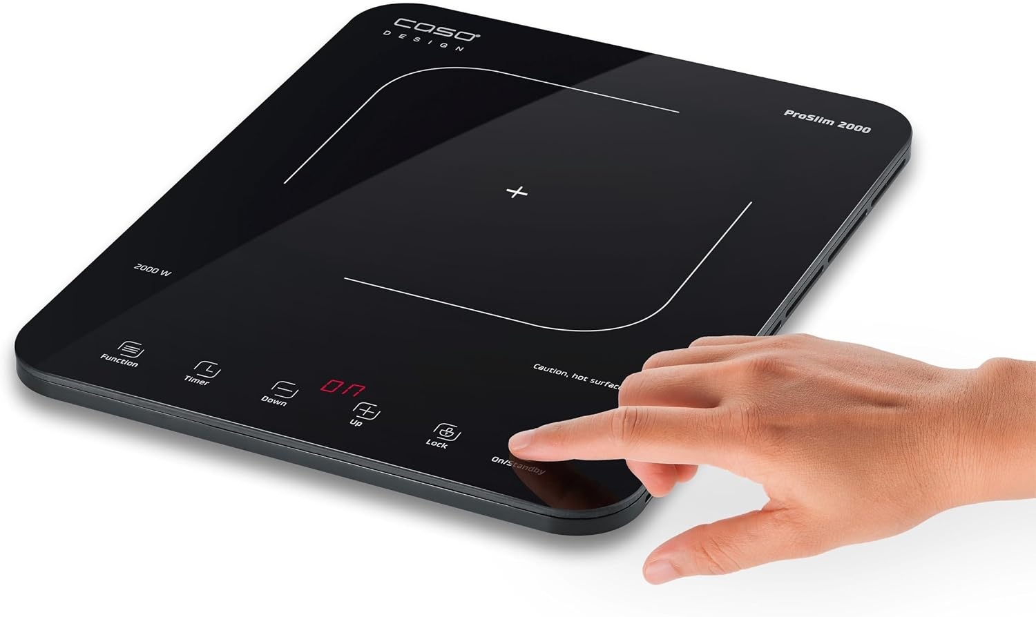 CASO ProSlim 2000 Mobiele inductiekookplaat, 2000 W, inductiekookplaat, 10 vermogens- en temperatuurniveaus, touch, led-display, kookplaat auto-offerherkenning, timer, oververhittingsbeveiliging