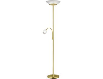 Reality Leuchten Staande lamp Gerry R40063108, metaal messing mat, glas wit, excl. 2x E27 & 1x E14