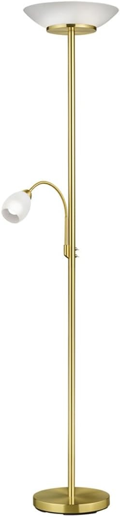 Reality Leuchten Staande lamp Gerry R40063108, metaal messing mat, glas wit, excl. 2x E27 & 1x E14