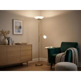 Reality Leuchten Staande lamp Gerry R40063108, metaal messing mat, glas wit, excl. 2x E27 & 1x E14