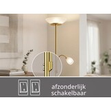 Reality Leuchten Staande lamp Gerry R40063108, metaal messing mat, glas wit, excl. 2x E27 & 1x E14