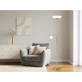Reality Leuchten Staande lamp Gerry R40063108, metaal messing mat, glas wit, excl. 2x E27 & 1x E14
