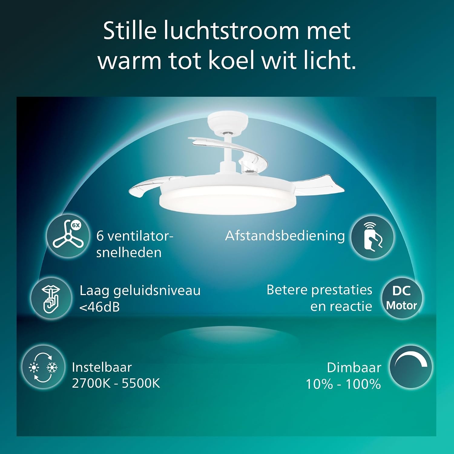 Philips LED, Bliss Plafondventilator met LED-lamp, Ø106 cm, Zwart