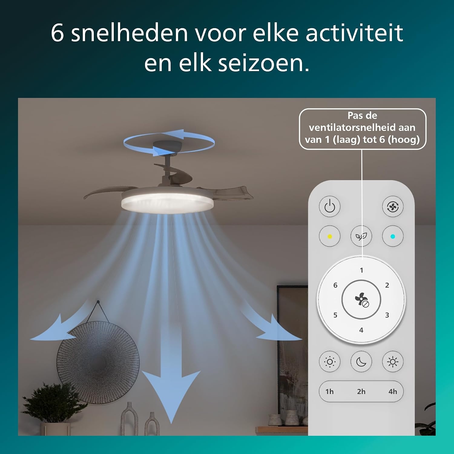 Philips LED, Bliss Plafondventilator met LED-lamp, Ø106 cm, Zwart