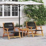 vidaXL Tuin Relax Stoel 2 st Zwart Massief Acaciahout